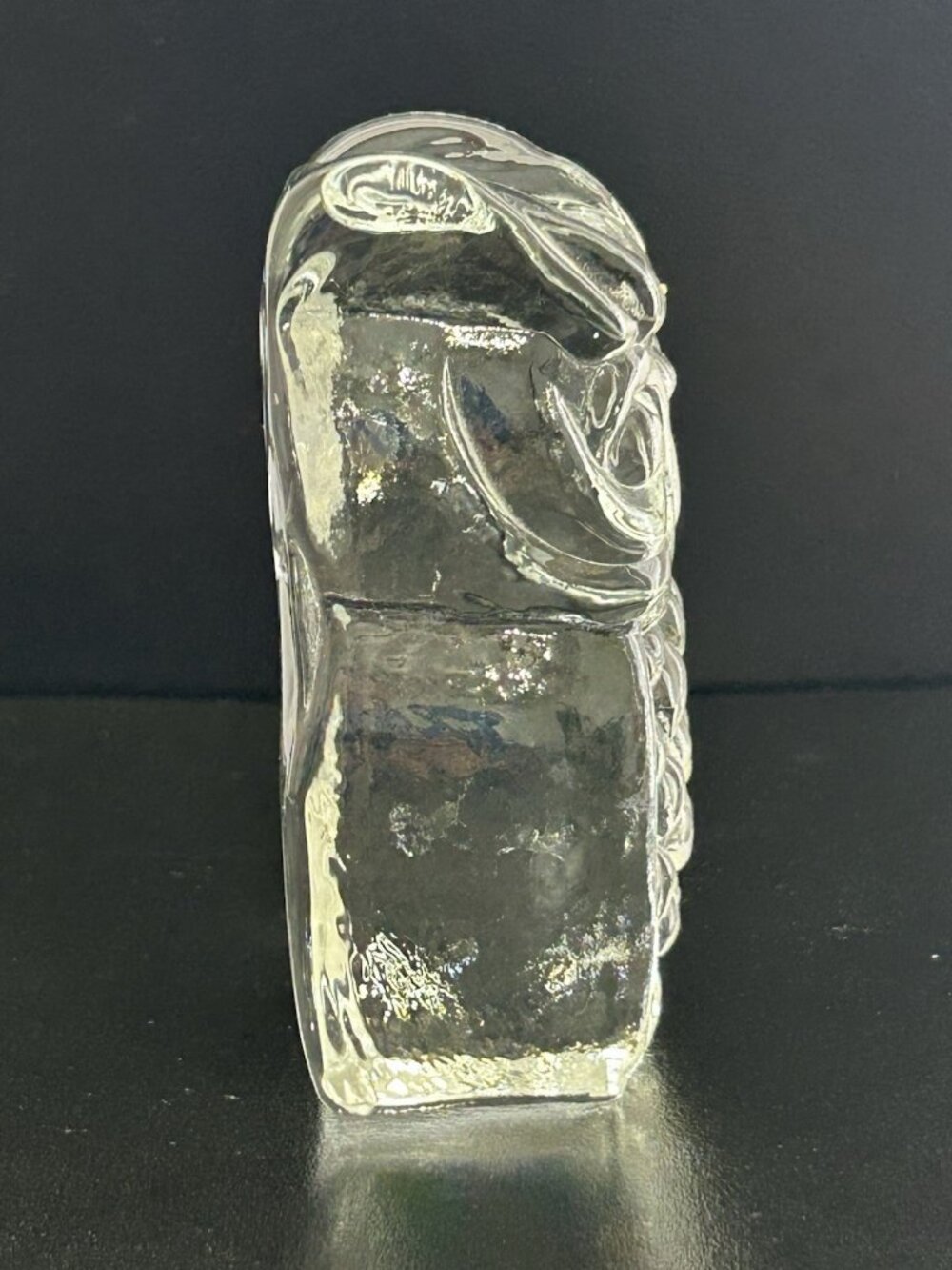 1970s Viking Clear Glass OWL Figurine Paperweight MCM Bookend Handmade USA 3.5" - Picture 6 of 9